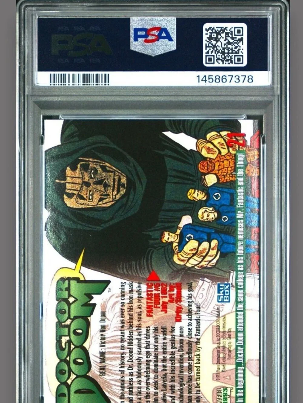 1993 Marvel Masterpieces 21 Doctor Doom PSA 10 Gem Mint